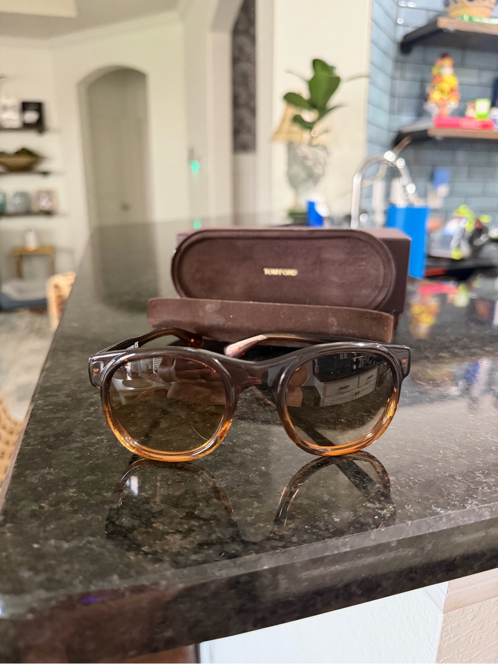 Tom Ford Brown to Amber Gradient Bachardy Sunglasses